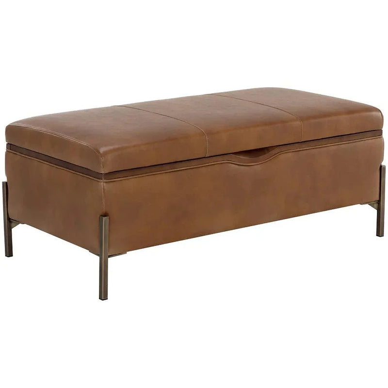 Kael Storage Bench Tobacco Tan Modern Faux Leather