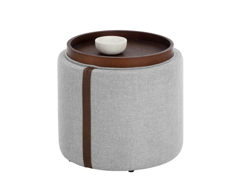 Borelli Leather Upholstered Round Storage Ottoman