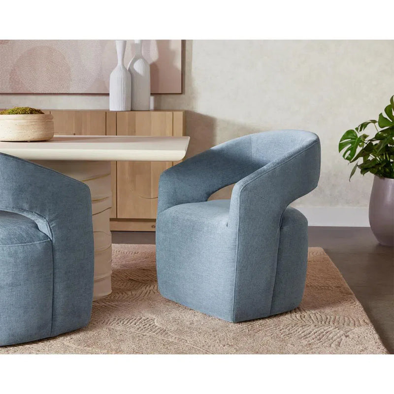 Lloret Fabric Upholstered Wheeled Dining Armchair