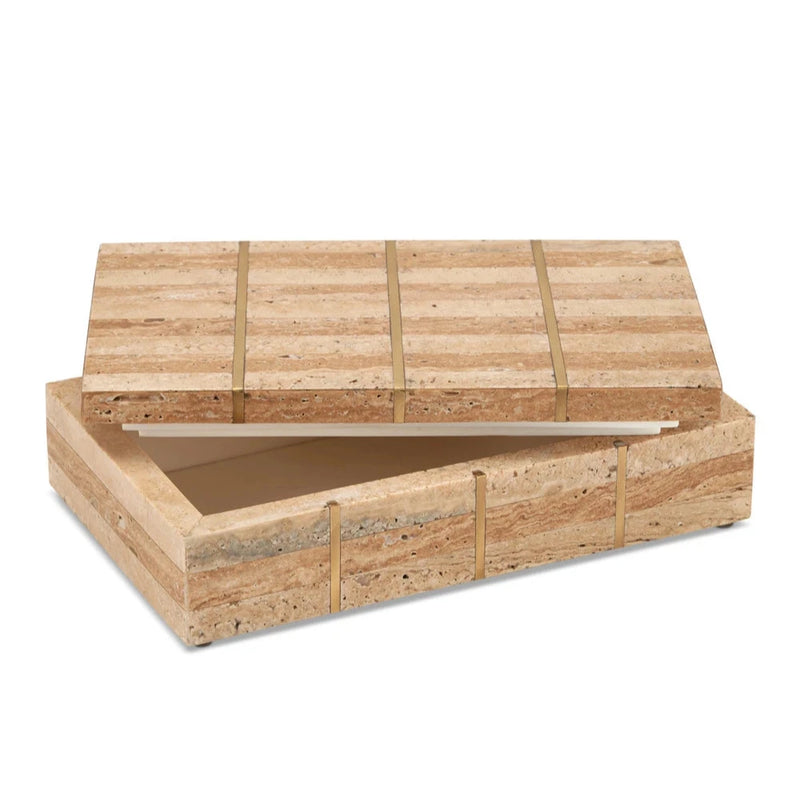 Dezi Natural Brass Inlay Travertine Box