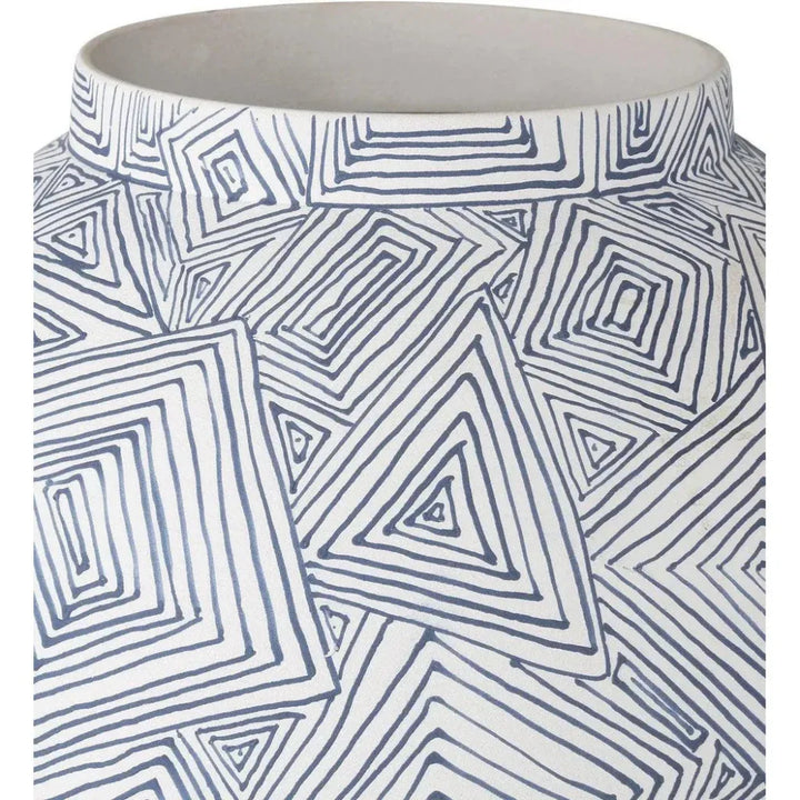 10.5" Zag Porcelain Blue Vase - LOOMLAN - Currey & Co - Vases & Jars