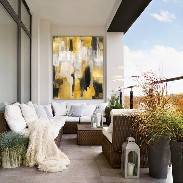 Golden Cityscape Indoor Outdoor Wall Art - Sustainable and Durable