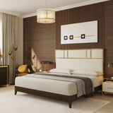 Alvaro Bed King Dazzle Cream With Grey Wood Base