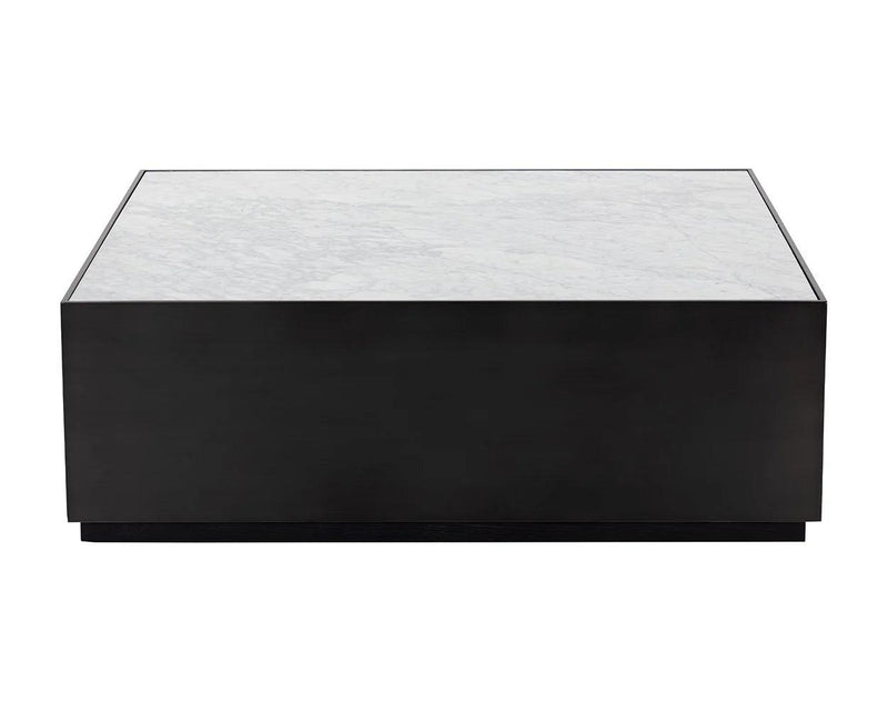 Selah Coffee Table Modern Marble Top With Black Base