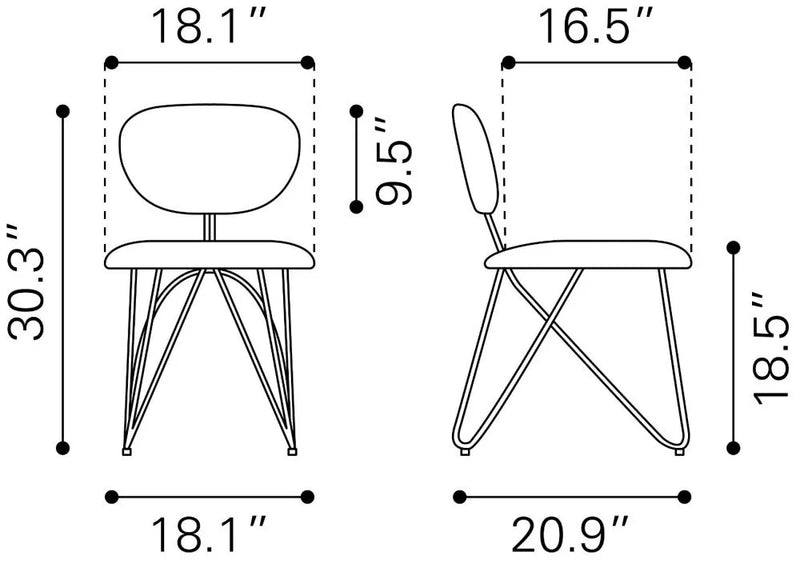 Novi Polyester Upholstered Armless Dining Chair (Set Of 2)