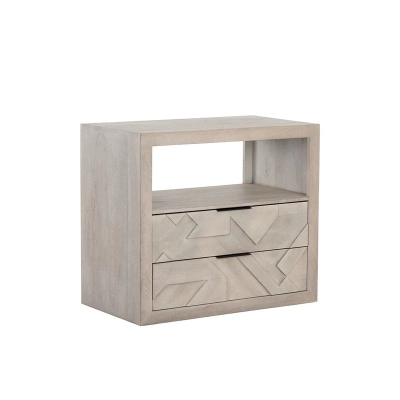 Lisboa Nightstand Light Grey Mango Wood Ample Storage