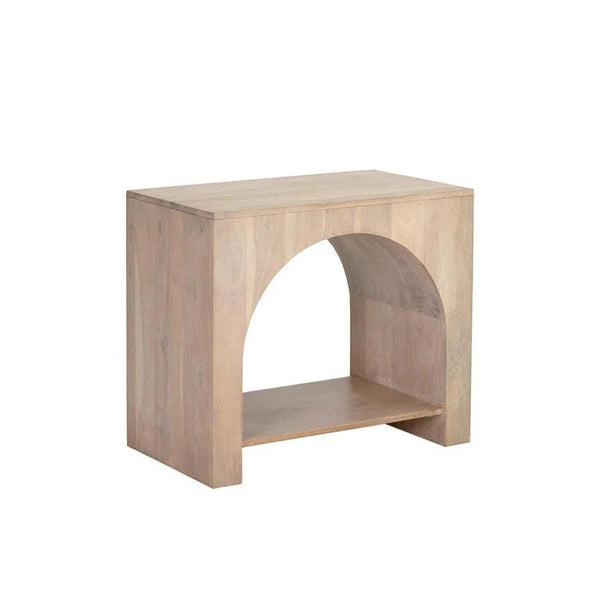 Salma Side Table Modern Whitewash Solid Acacia Wood