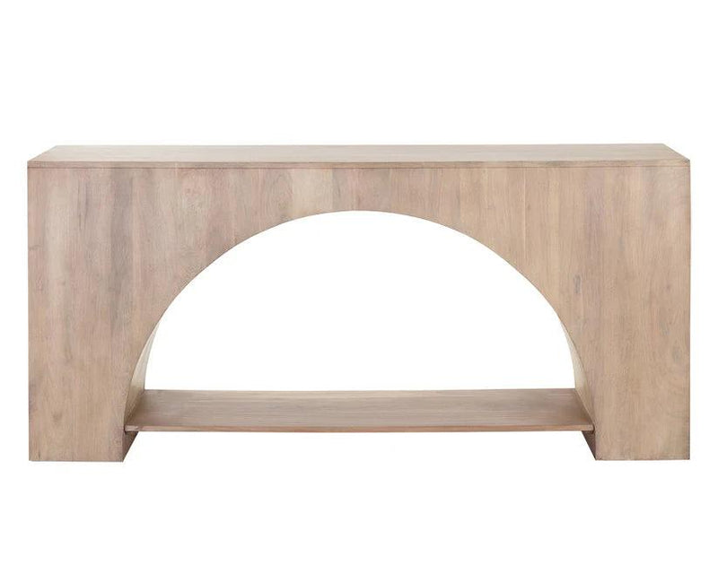 Salma Console Table Modern Solid Acacia Wood Whitewash Finish