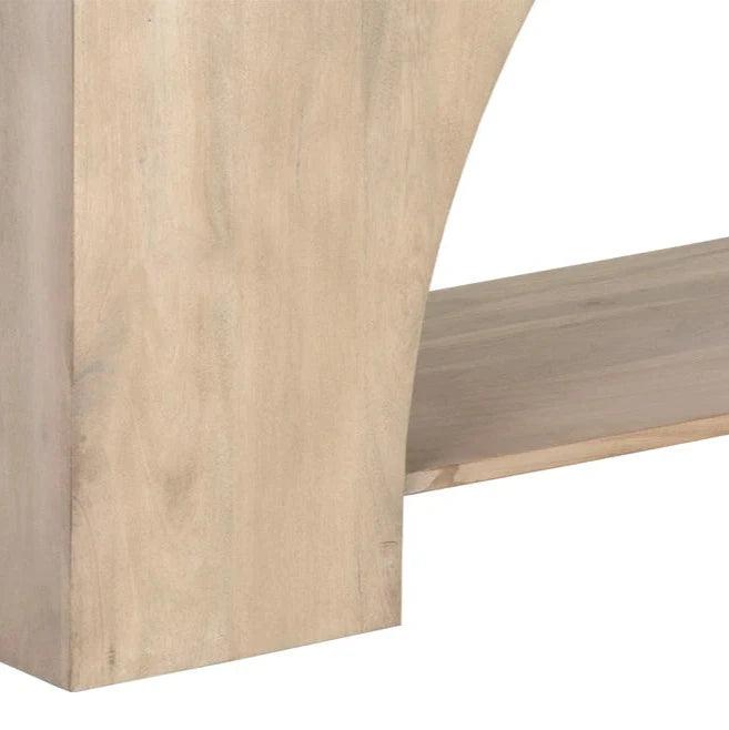 Salma Console Table Modern Solid Acacia Wood Whitewash Finish