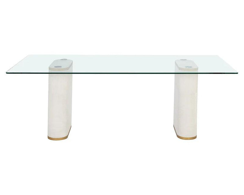 Aemond Dining Table 86.5" Elegant Glass Concrete Base