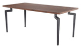 Kani Wood and Steel Walnut Rectangular Dining Table