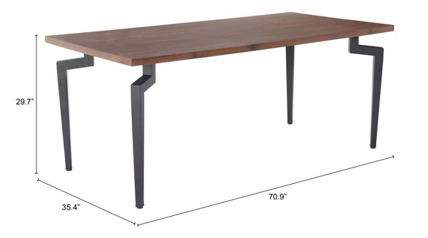 Kani Wood and Steel Walnut Rectangular Dining Table