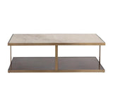 Kamali Coffee Table Modern Marble Top Antique Gold Base