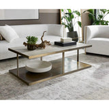 Kamali Coffee Table Modern Marble Top Antique Gold Base