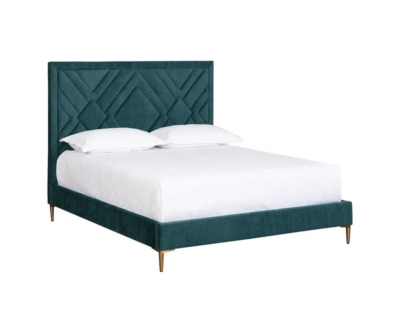 Elizio Fabric Upholstered Mid-Century Styled Bed