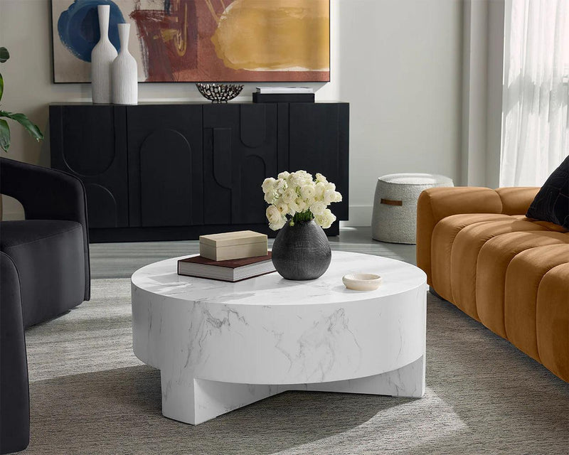 Mirella Coffee Table With White Marble Finish