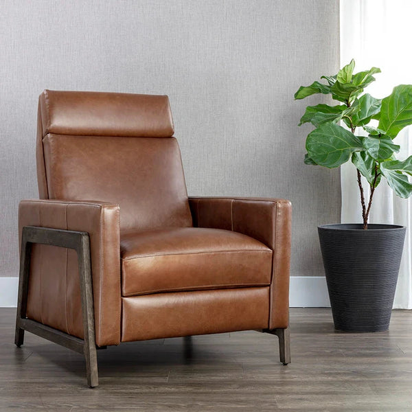 Brandon Recliner Shalimar Tobacco Leather Modern Chair