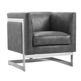 Yvette Leather Upholstered Bold Designed Armchair