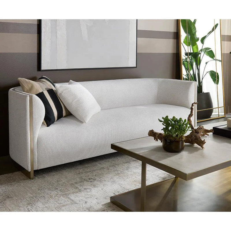 Larron Sofa Rhea Light Barley - Gold Trim Modern Design