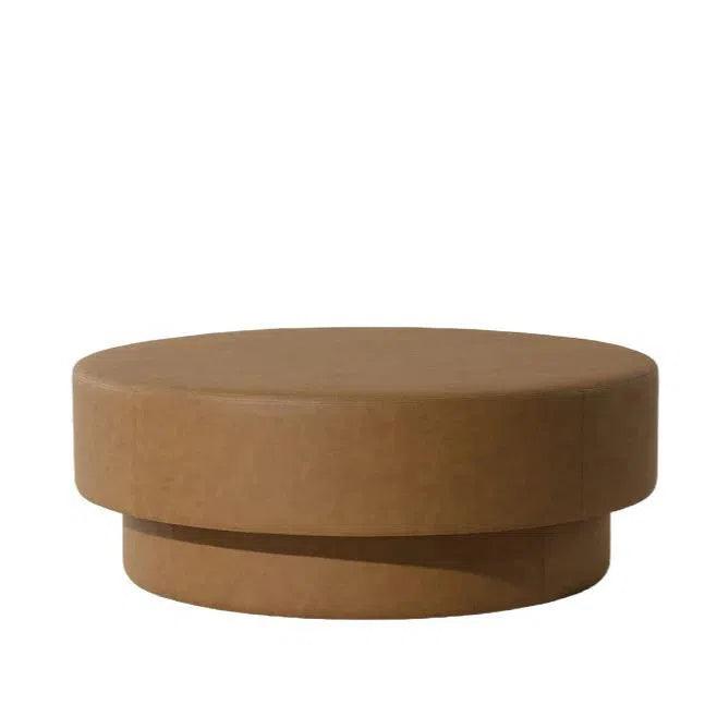 Arlo Ottoman Milliken Cognac Modern Faux Leather Design