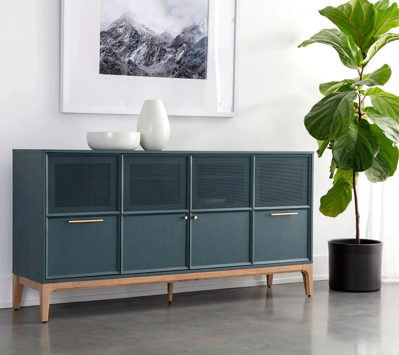 Rivero Teal Sideboard With Gold Handles And Ample Storage