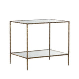 Emine Iron Framed Glass Nightstand