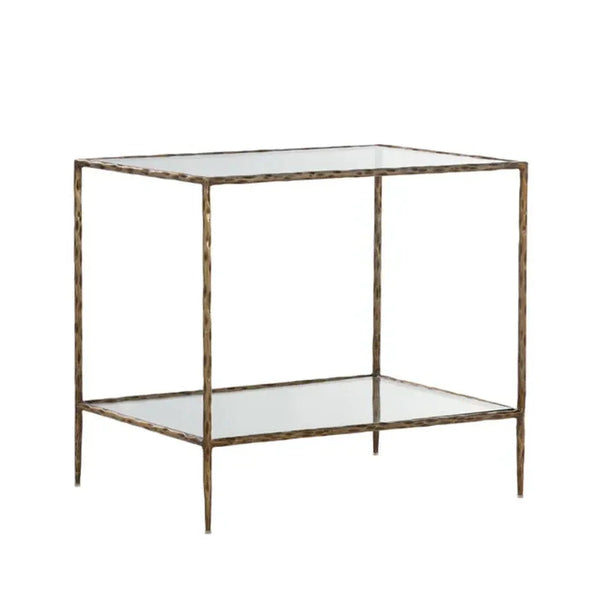 Emine Iron Framed Glass Nightstand