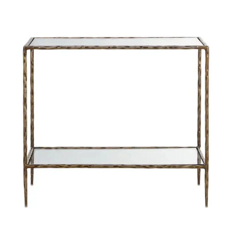 Emine Iron Framed Glass Nightstand