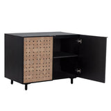 Omari Leather Upholstered Wooden Sideboard