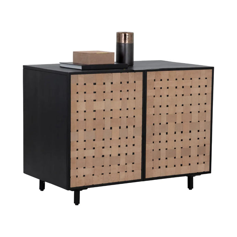 Omari Leather Upholstered Wooden Sideboard