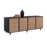 Omari Leather Upholstered Wooden Sideboard