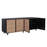 Omari Leather Upholstered Wooden Sideboard