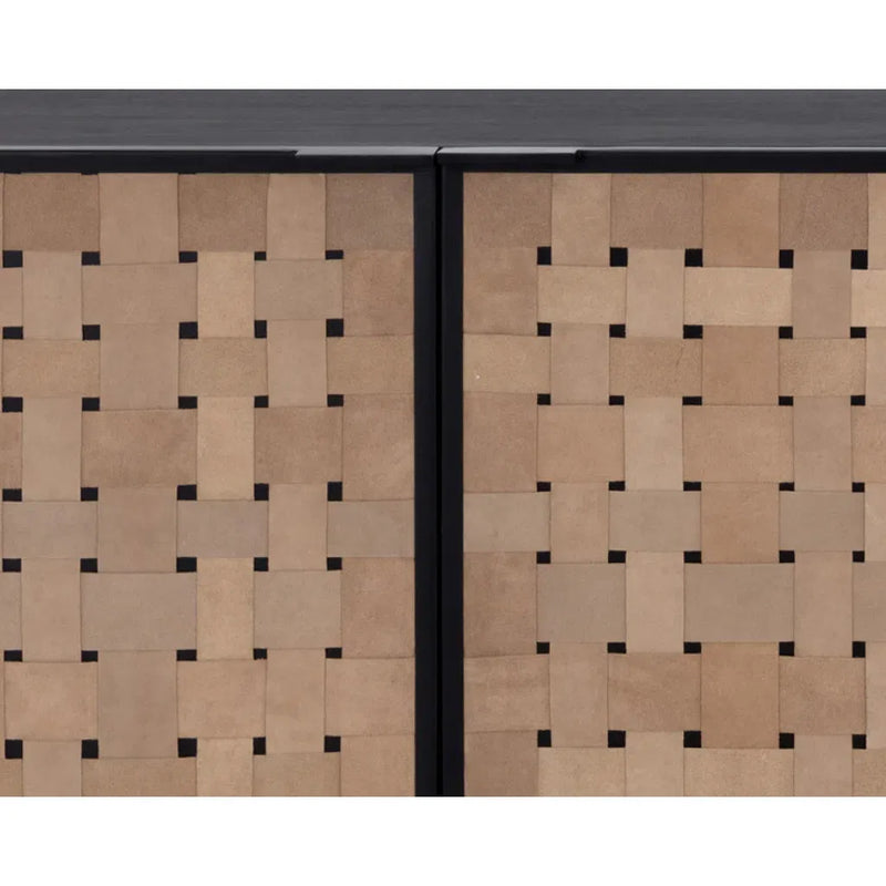 Omari Leather Upholstered Wooden Sideboard