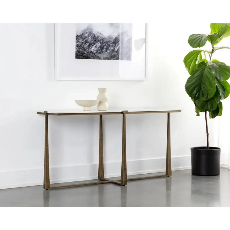 Cowell Marble Topped Rectangular Console Table