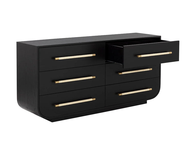 Tarrant Dresser Modern Black Oak With Raffia Handles