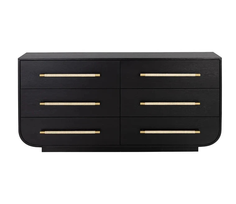 Tarrant Dresser Modern Black Oak With Raffia Handles