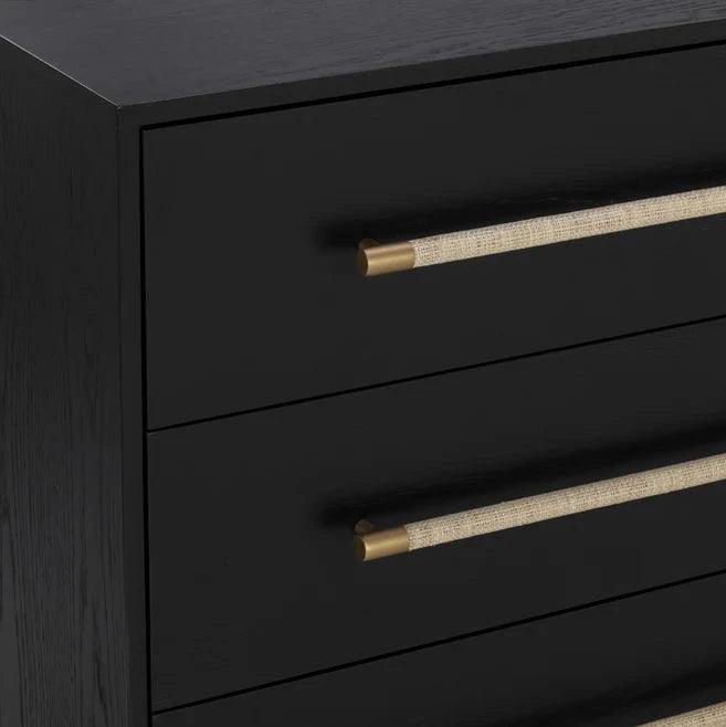 Tarrant Dresser Modern Black Oak With Raffia Handles