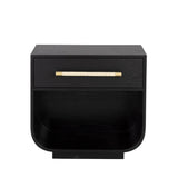 Tarrant Nightstand Modern Black Oak With Raffia Handle