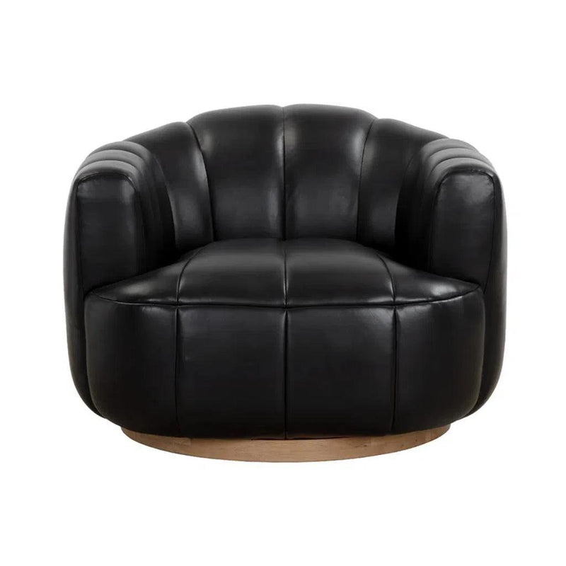 Tadeo Leather Upholstered Swivel Lounge Chair