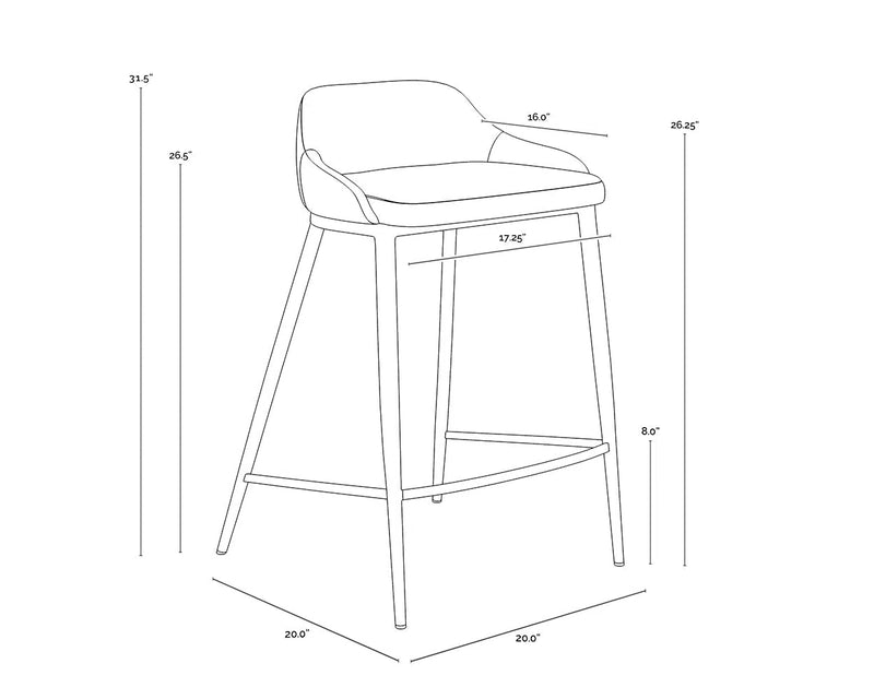 Astra Leather Upholstered Counter Stool