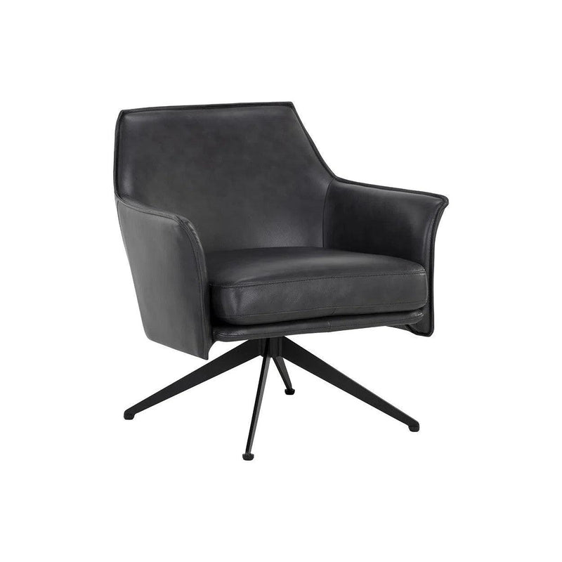 Crosby Leather Upholstered Swivel Lounge Chair