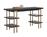 Levigne Desk Modern Black And Brass Iron Office Desk