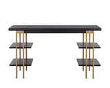 Levigne Desk Modern Black And Brass Iron Office Desk