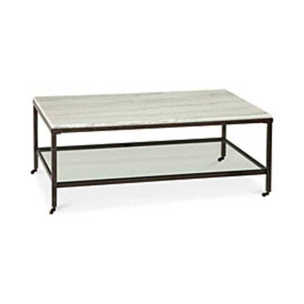 Whitman Metal and Marble White Rectangular Cocktail Table