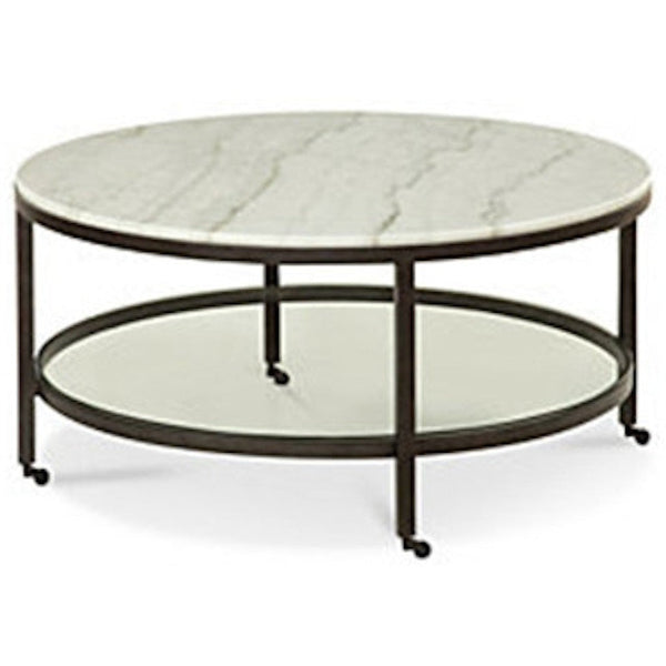 Whitman Metal and Marble White Round Cocktail Table