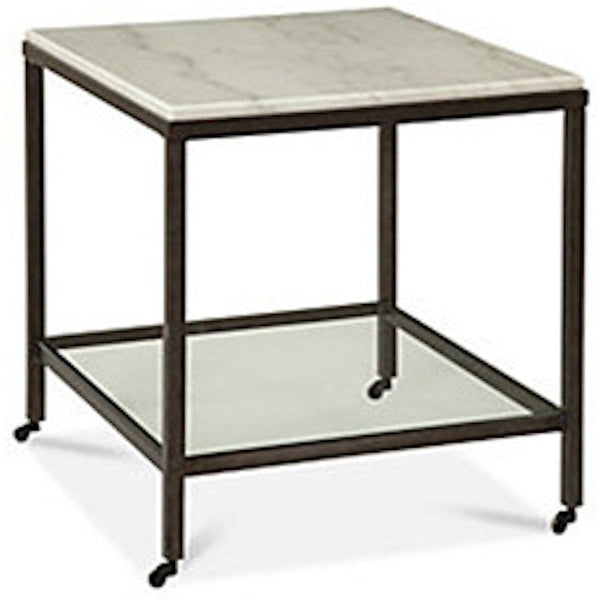 Whitman Metal and Marble White Square End Table