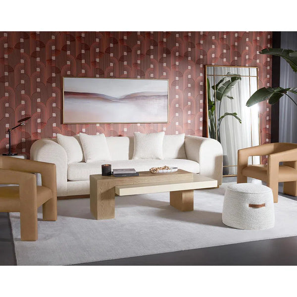 Caspian Sofa Copenhagen White With Light Oak Wood Base