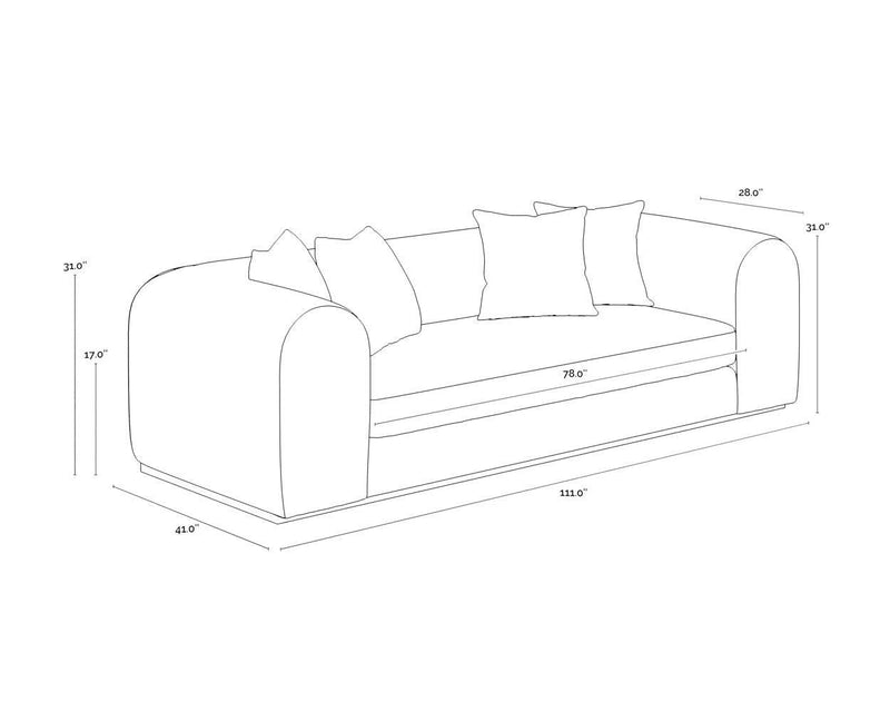 Caspian Sofa Copenhagen White With Light Oak Wood Base