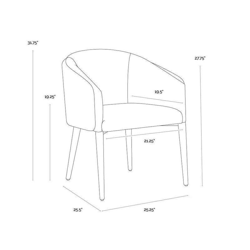 Sheva Dining Chair With Upholstered Legs and Barrel Back