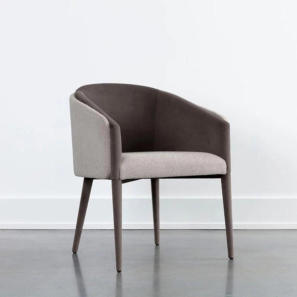 Sheva Dining Chair With Upholstered Legs and Barrel Back